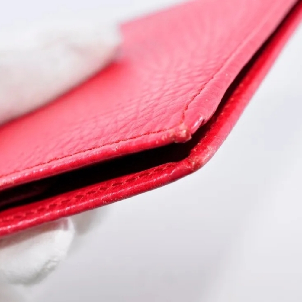 CHRISTIAN DIOR LOG PLATE BIFOLD RED LEATHER WALLET - Picture 10 of 13